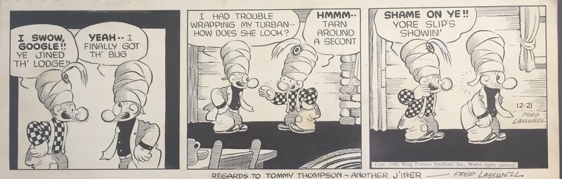 Fred Lasswell, Barney Google and Snuffy Smith (la Famille Glougloub) - Planche originale