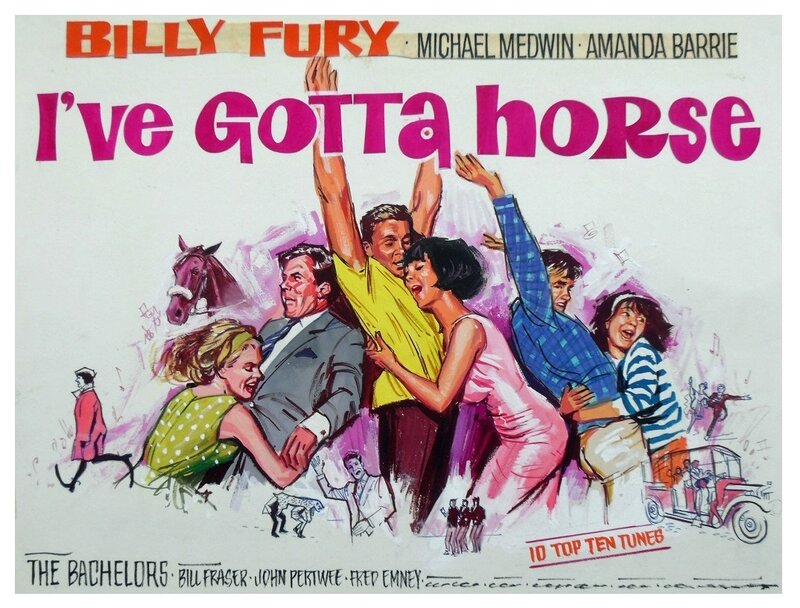 Tom Chantrell, I've Gotta Horse (1966) - movie poster painting (prototype) - Planche originale