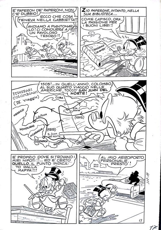 Romano Scarpa, Rodolfo Cimino, Paperino e la farfalla di Colombo page - Comic Strip