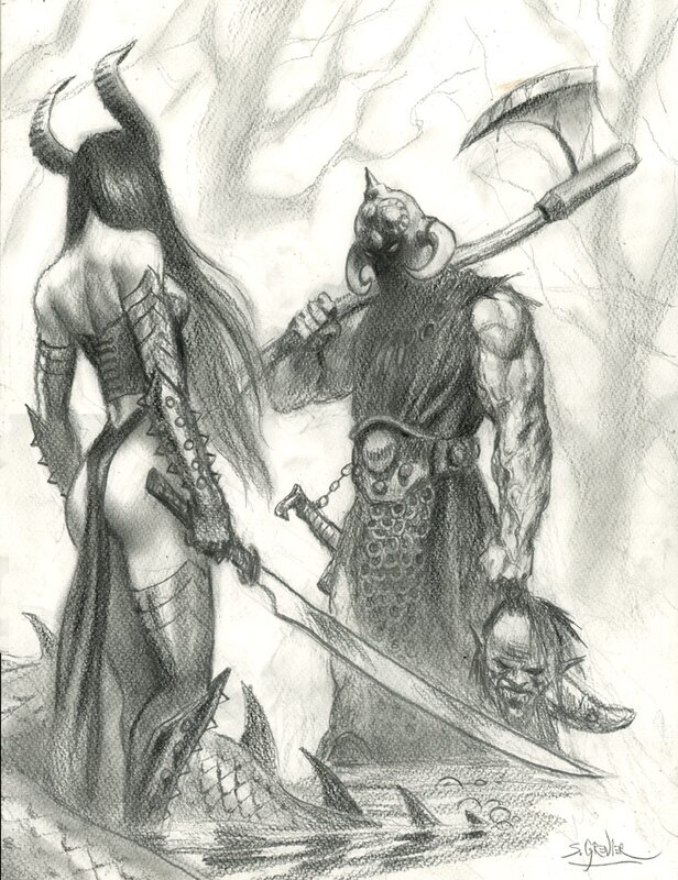 Sébastien Grenier, Death Dealer Meets the Demon - Original Illustration