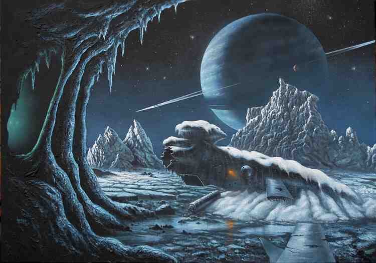 Ice Moon by David Hardy - Original Illustration