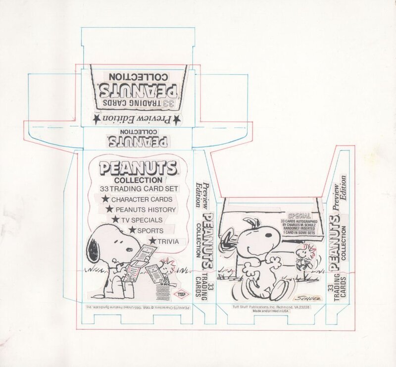 Charles M. Schulz, Original design for a Peanuts trading cards box. - Original art