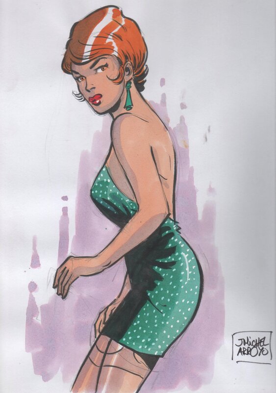 Jean-Michel Arroyo Illustration à l'aquarelle - Pin-Up - Original Illustration