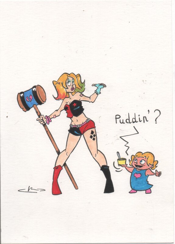 Kristof Berte, Harley Quinn en Lise - Planche originale