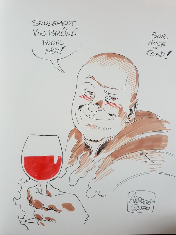 Dédicace de Cuneo (maitres inquisiteurs) dans notre livre d'or sur le thème du vin - Sketch