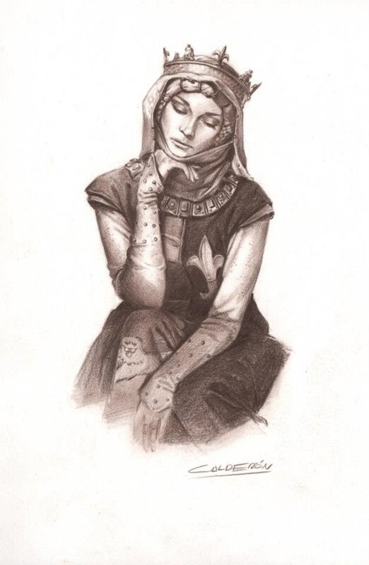 Isabelle pensive par Jaime Caldéron - Illustration originale