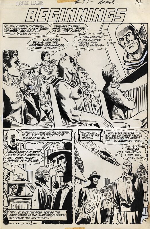 Dick Dillin, Joe Giella, Dillin & Giella - JLA #97 p. 12 half-splash (DC, 1972) - Planche originale
