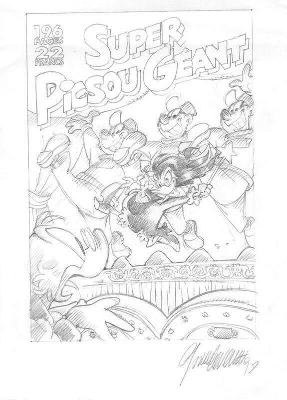 Cavazzano - Super Picsou Géant - Crayonné de couverture - Œuvre originale