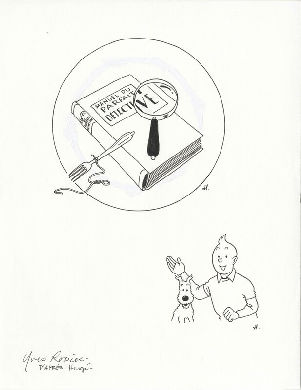 Yves Rodier, Hergé, 1995  - Tintin / Kuifje - Dupont et Dupond / Jansen en Janssen (Total book - American KV) - Planche originale
