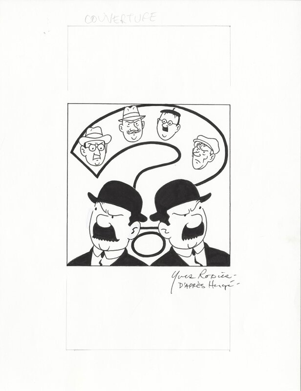 Yves Rodier, Hergé, 1995 - Tintin / Kuifje - Dupont et Dupond / Jansen en Janssen (Total book - American KV) - Planche originale
