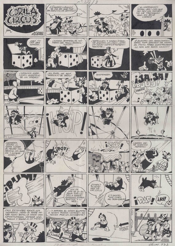 Alfons Figueras, Gorila Circus. Revista Chicos 537, 10/07/1949 pag. 3 - Comic Strip
