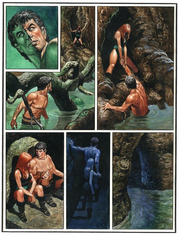 Don Lawrence : superbe planche originale ' L' Enfer Vert ' de 1980 - Comic Strip