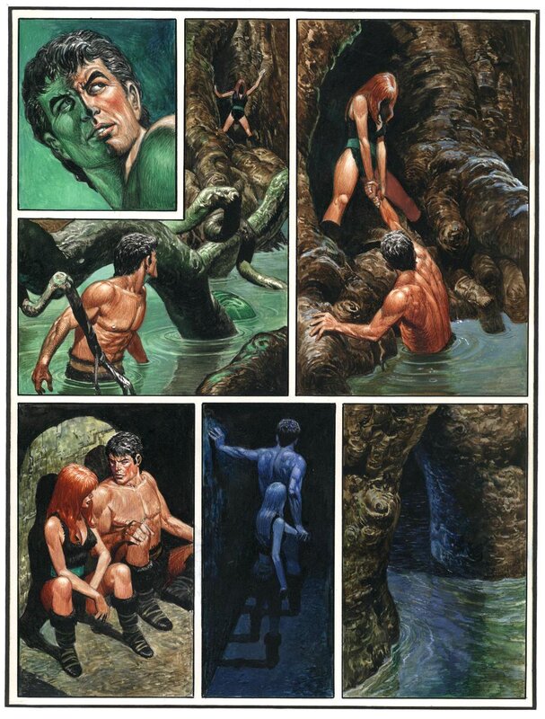 Don Lawrence : superbe planche originale ' L' Enfer Vert ' de 1980 - Planche originale