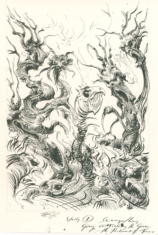 Ian Miller, Swamp Thing #108, cover study - Original Cover