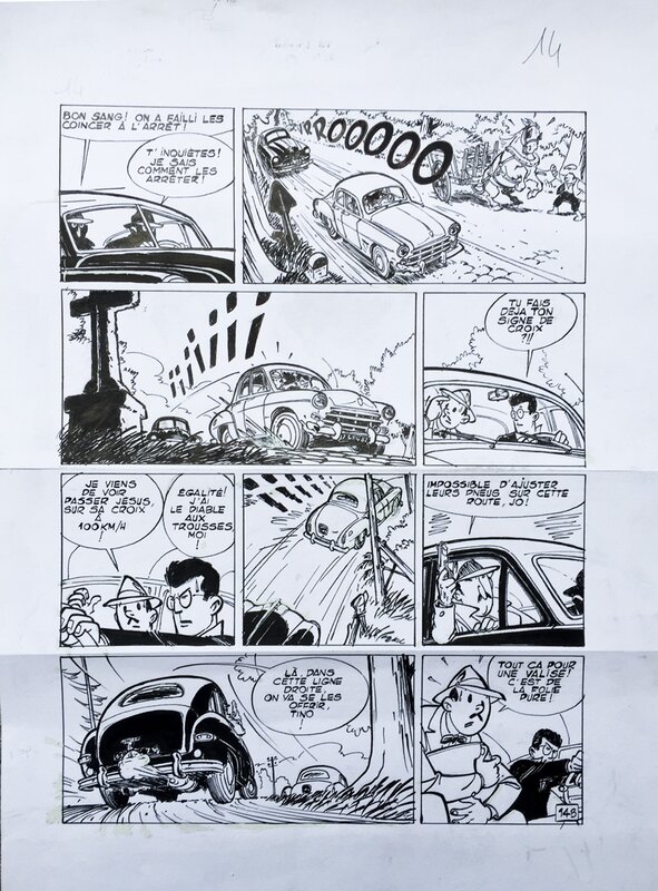 Bruno Bazile, Maurice Tillieux, Les Camions du Diable - inachevé - planche 14 - Comic Strip