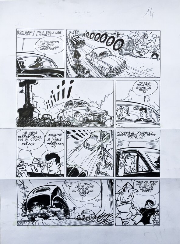 Bruno Bazile, Maurice Tillieux, Les Camions du Diable - inachevé - planche 14 - Planche originale