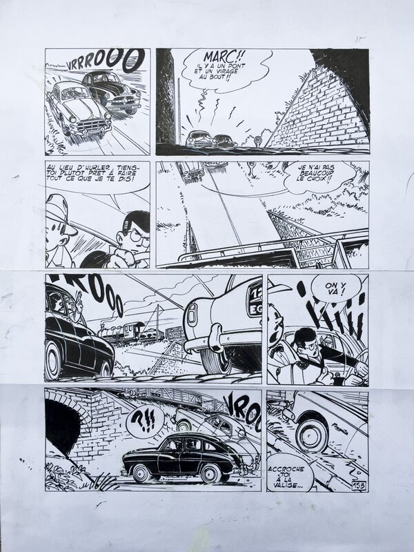 Bruno Bazile, Maurice Tillieux, Les Camions du Diable - inachevé - planche 15 - Comic Strip