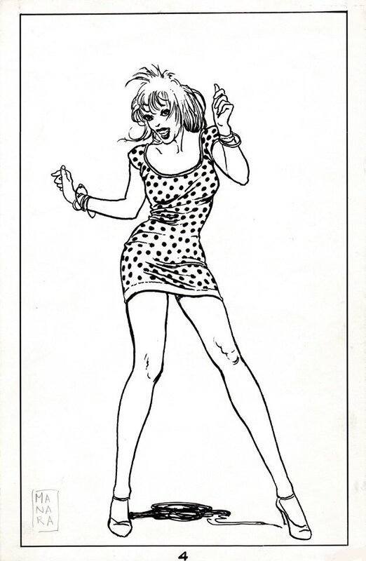 Sexy Pin Up Dancing par Milo Manara - Planche originale