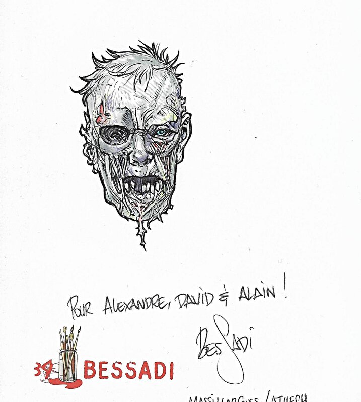 Bruno Bessadi, Tête de zombie - dédicace sur le tome 17 des Filles de Soleil - Sketch