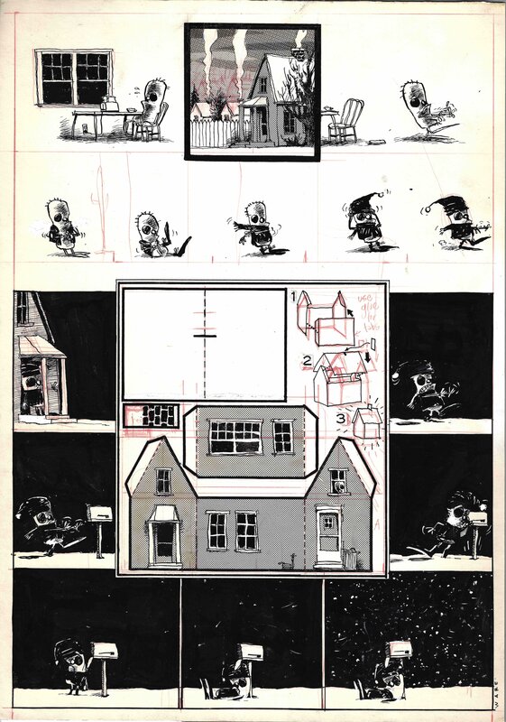 Chris Ware - Waking Up Blind, Cut out house - Planche originale