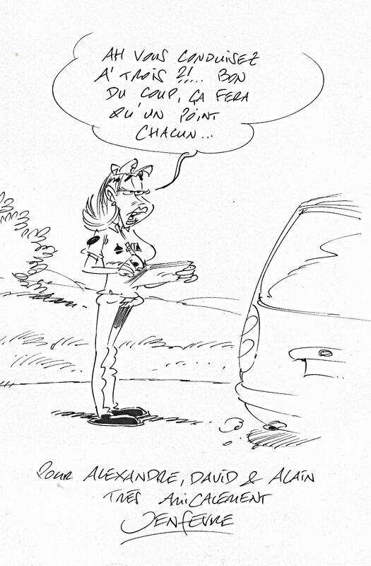 Henri Jenfevre, Mirette - Dédicace sur le tome 8 des Gendarmes - Sketch