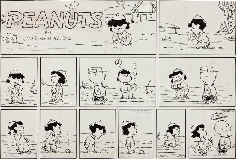 Charles Schulz--Peanuts --1959 wordless vintage Sunday - Comic Strip