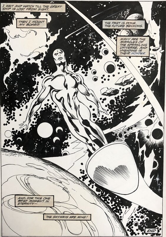 John Buscema Silver Surfer Triumphant Final Splash page 1987 - Planche originale