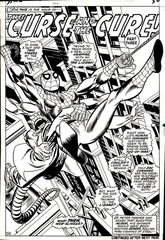 Six armed Spider-Man 102 splash Gil Kane 1971 Marvel greatness!! - Planche originale