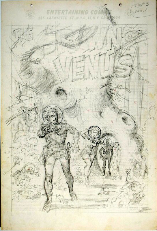 Spawn of Venus penciled EC splash page Wally Wood - Planche originale