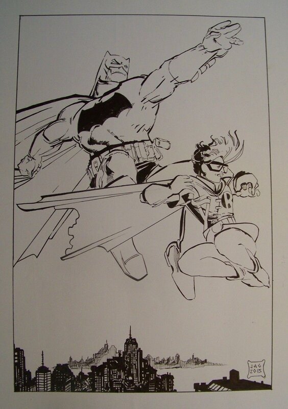 JAG, Batman et Robin Dark Knight return hommage Miller - Original art