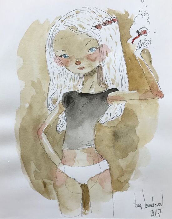 Jeune fille by Tony Sandoval - Original Illustration