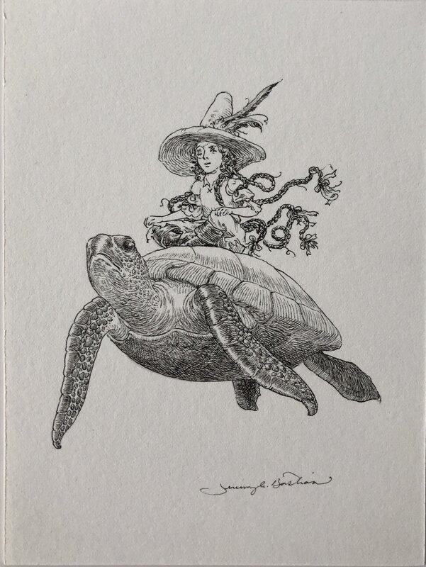 Jeremy Bastian - Cursed Pirate Girl and turtle - Illustration originale