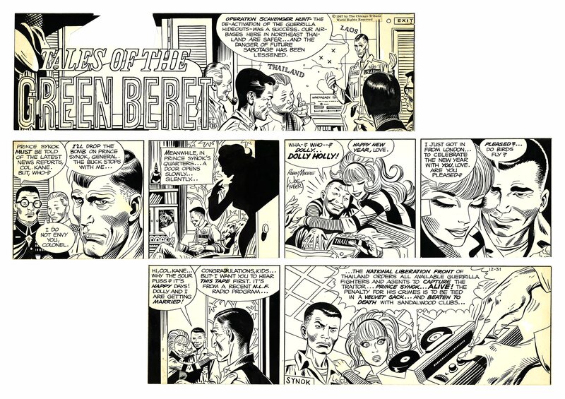 Joe Kubert, Jack Abel, Tales of the Green Berets . Sunday strip du 31 décembre 1967 . - Planche originale