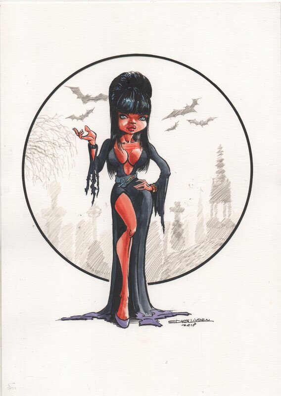Ed van der Linden, Monstober Day 18: Elvira Mistress of th Dark - Illustration originale