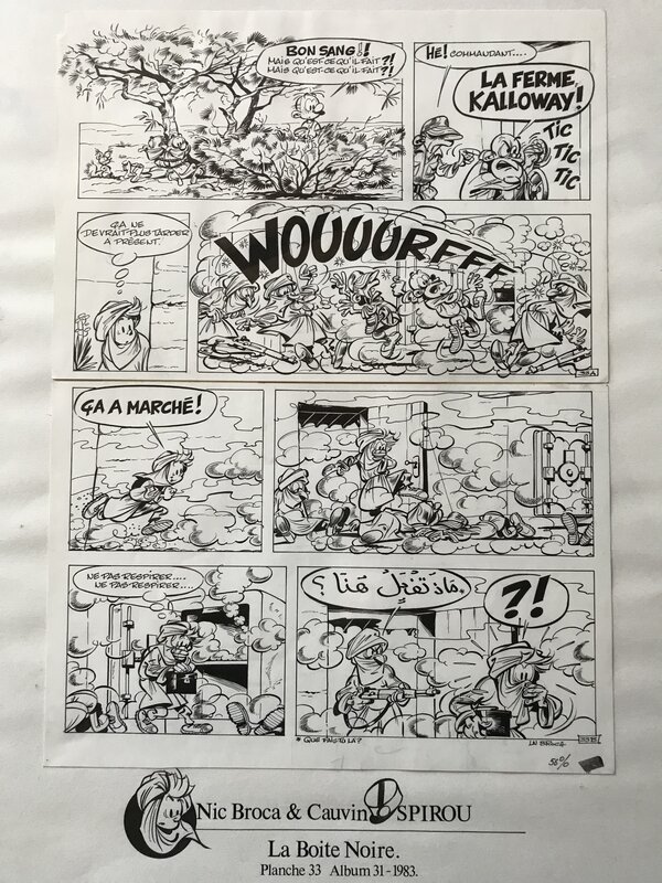 Nic, Raoul Cauvin, Robbedoes en Kwabbernoot originele plaat 33 uit De zwarte doos. - Comic Strip