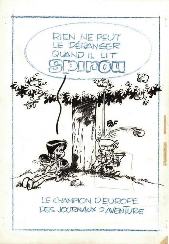 Jidéhem, Vicq, Sophie n° 5, « Sophie et le Rayon Kâ », publicité de fin d'album, 1971. - Illustration originale
