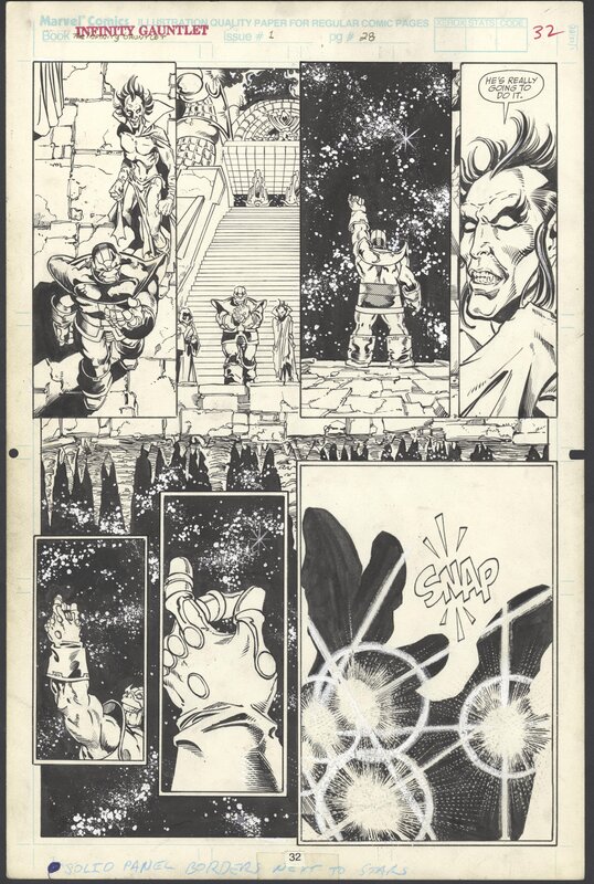 George Perez, Joe Rubinstein, Tom Christopher, Jim Starlin, Infinity Gauntlet - Issue 1 - Page 28 - Planche originale