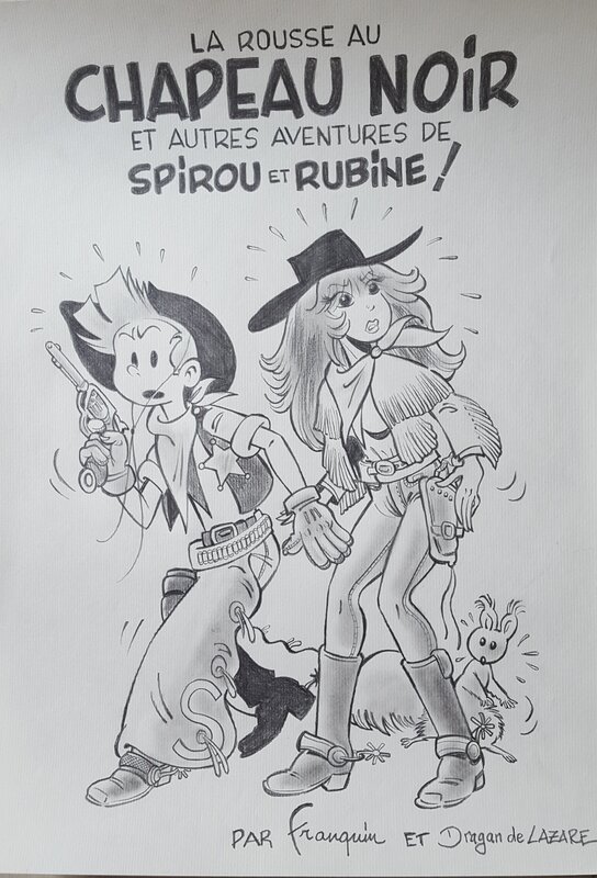 Dragan De Lazare, André Franquin, La rousse au Chapeau noir Rubine - Couverture originale