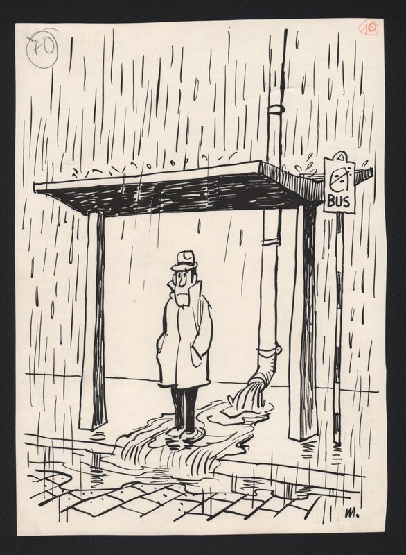 Rain by Antonio Mingote - Original Illustration