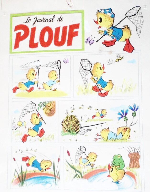 Aline Lecomte, Pierre Jodon, Le journal de Plouf n°30, page 16 (Editions de l'Occident) 1959 - Planche originale