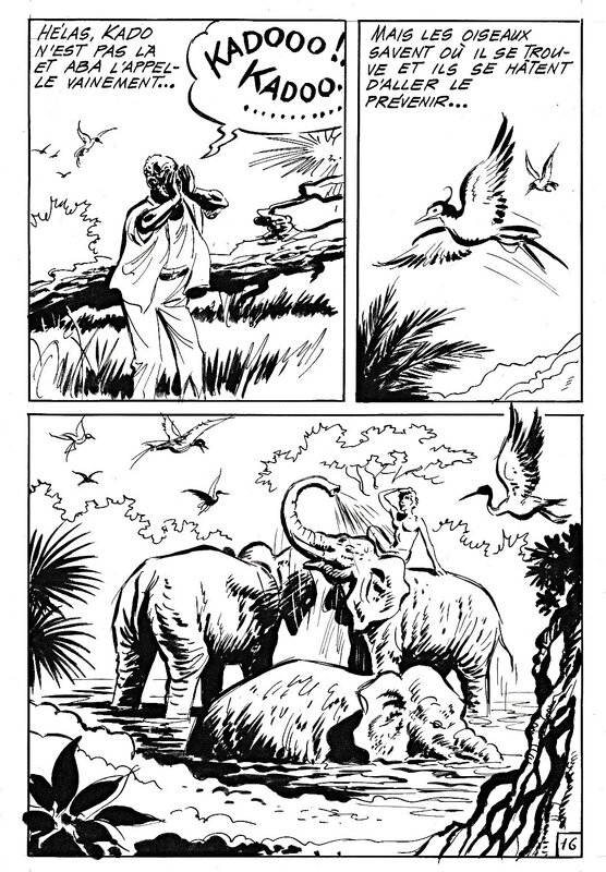 Maxime Roubinet, Kado petit prince de la brousse - épisode indéterminé, parution dans la revue Kébir, 1972/3 (SFPI) - Planche originale