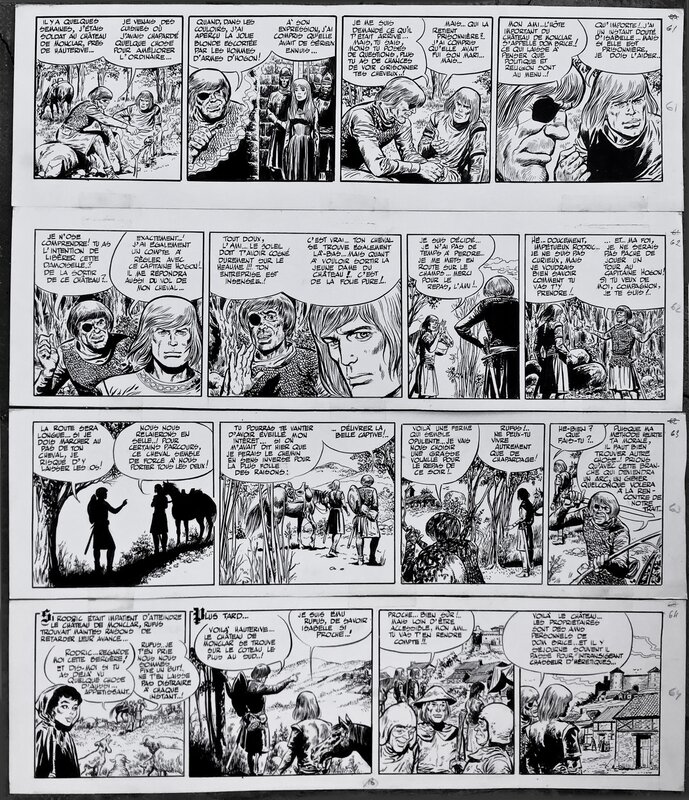 RODRIC & LES CATHARES - 4 strips de Forton - Planche originale