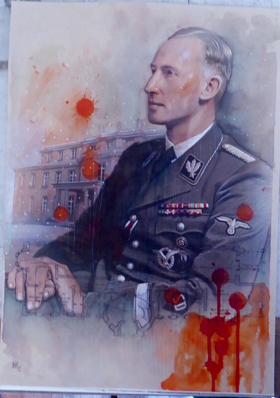 Fabrice Le Hénanff, Wannsee - Illustration Reinhard Heydrich - Illustration originale