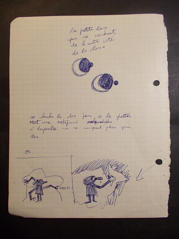 Charles Degotte, Croquis préparatoires pour « Bigoudi, le Hérisson frisé et Julie la Taupe qui voulait pêcher la Lune », 2/6, 1966. - Œuvre originale