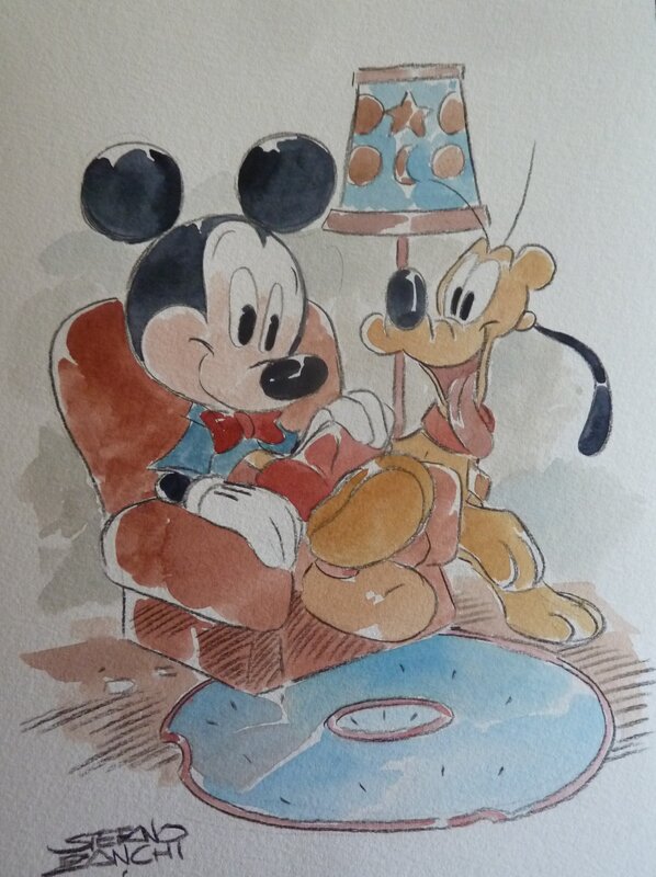 Stefano Zanchi, Mickey Mouse and Pluto - Illustration originale