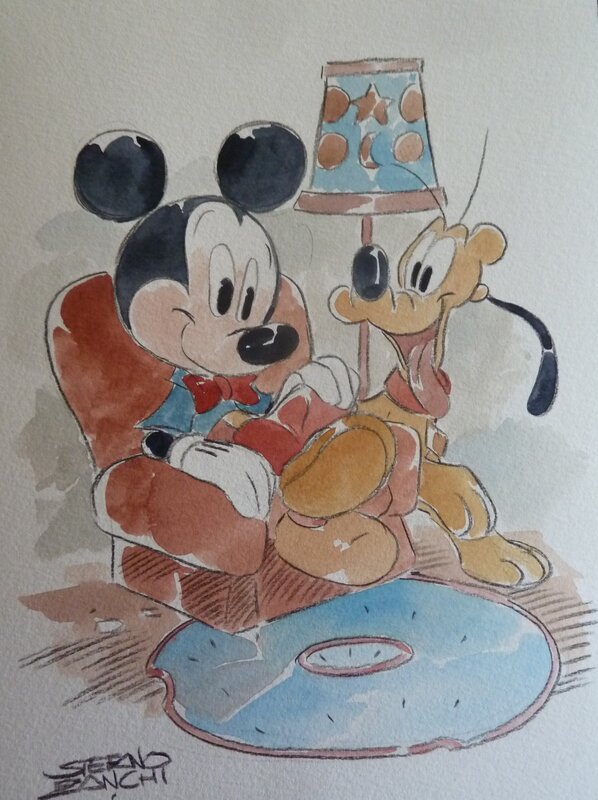 Stefano Zanchi, Mickey Mouse and Pluto - Original Illustration