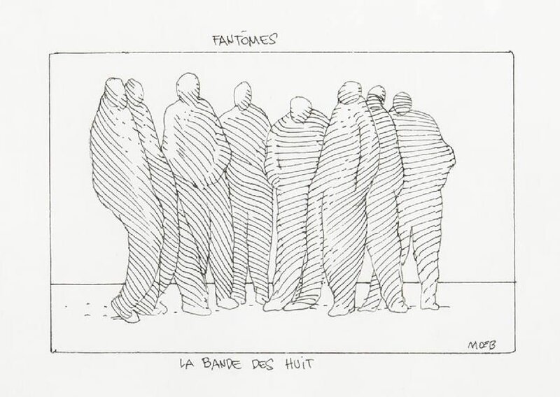 La bande des huit par Moebius - Planche originale