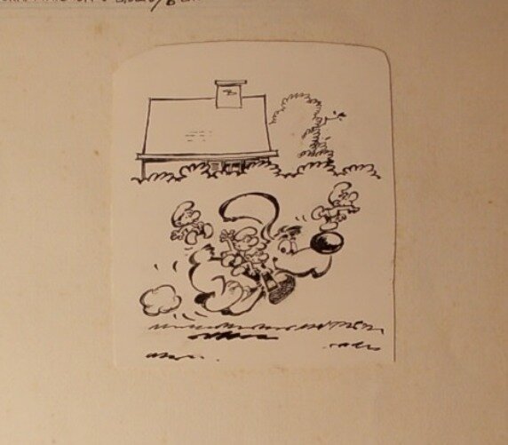 Marc Wasterlain, Peyo, Jean Roba, Les Schtroumpfs et Bill, 1976. - Original Illustration
