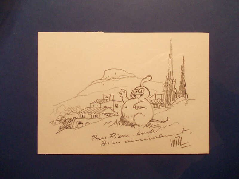 Will, Petit monstre de l'univers d' « Isabelle » dans un décor méditerranéen, 1988. - Dédicace