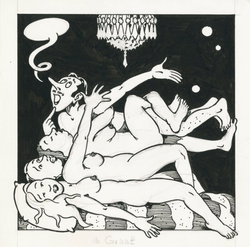 Evert Geradts, 1977? - Tante Leny (Illustration - Dutch KV) - Original Illustration